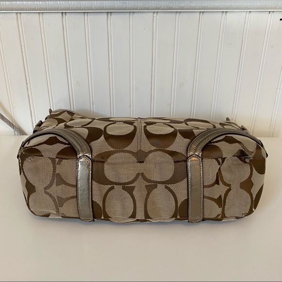 Coach Signature Print Hobo Bag - Tan and Bronze - Picture 7 of 13
